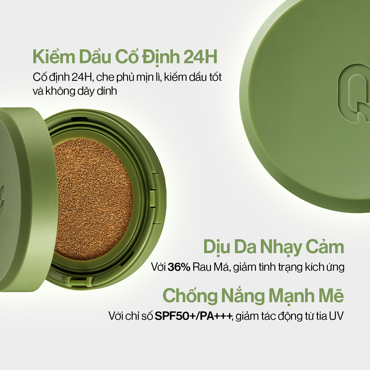 Mô tả Siêu Phấn Nước Che Phủ GLAMRR Q Vegan Super Cover Cushion SPF50+/PA+++ (1 lõi x 15g) - 1