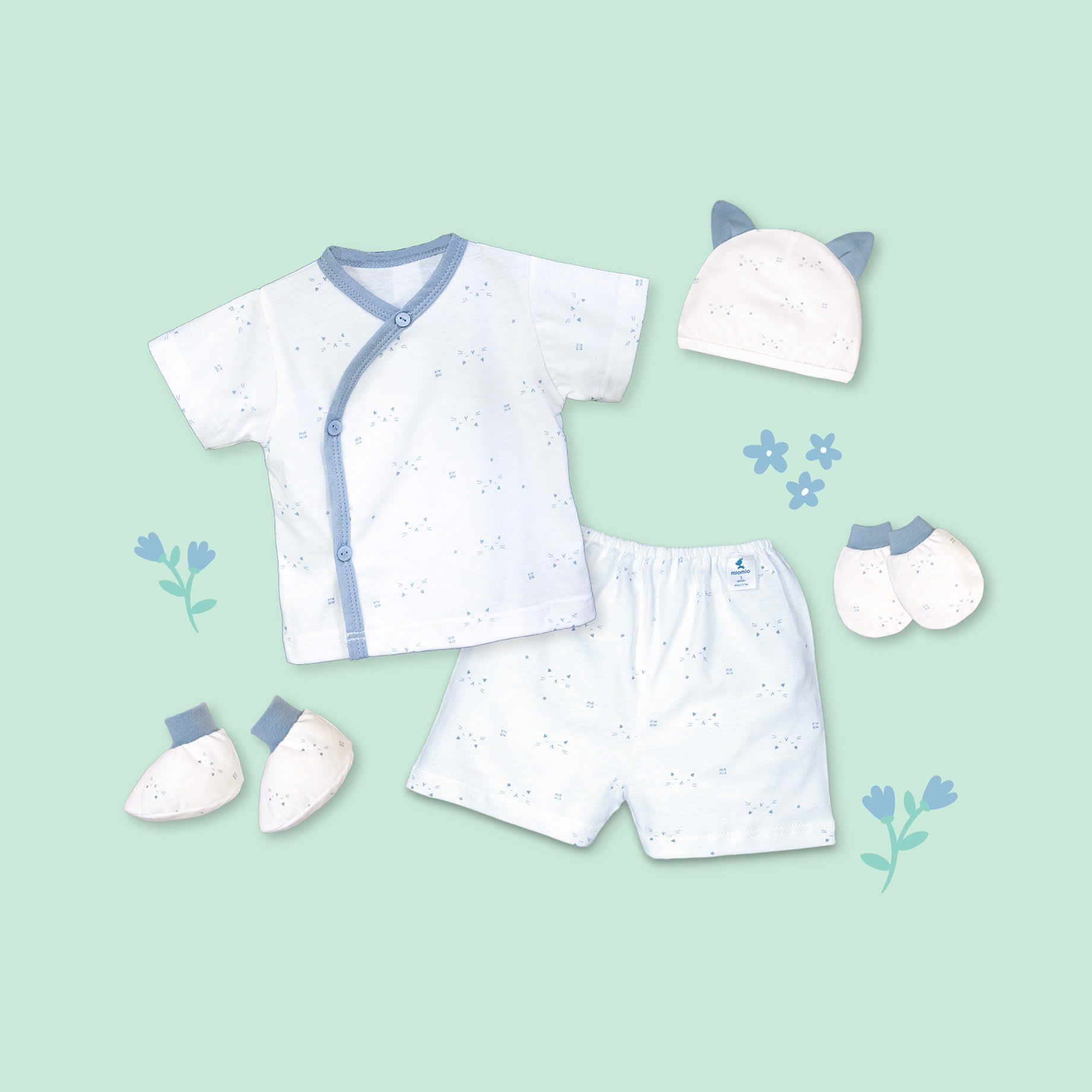 Mô tả Combo 2 Bộ Quần Áo Cộc Cài Lệch Sơ Sinh MIOMIO Cho Bé Trai, Bé Gái (Từ 0 - 24 Tháng), Vải Cotton - 6