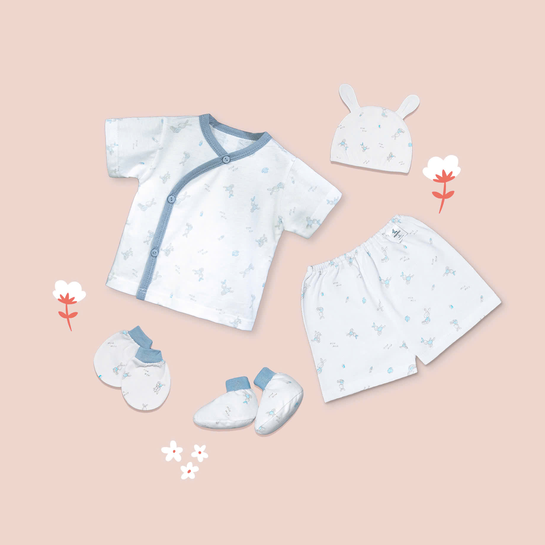 Mô tả Combo 2 Bộ Quần Áo Cộc Cài Lệch Sơ Sinh MIOMIO Cho Bé Trai, Bé Gái (Từ 0 - 24 Tháng), Vải Cotton - 7