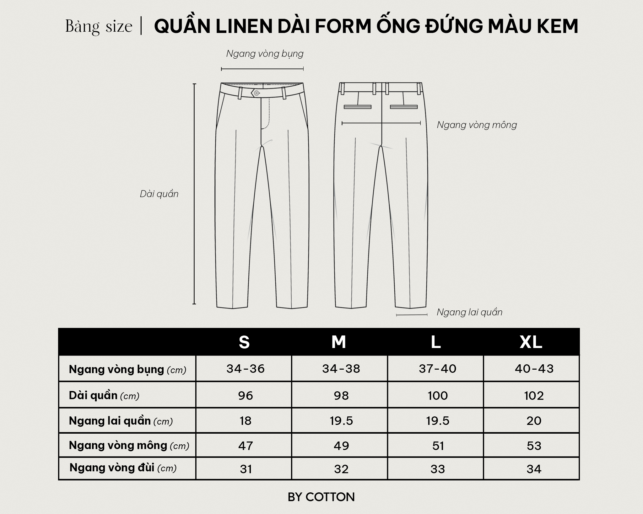 Mô tả Quần Dài Nam Cao Cấp Linen Form Ống Đứng Màu Kem 2025 By Cotton - 10