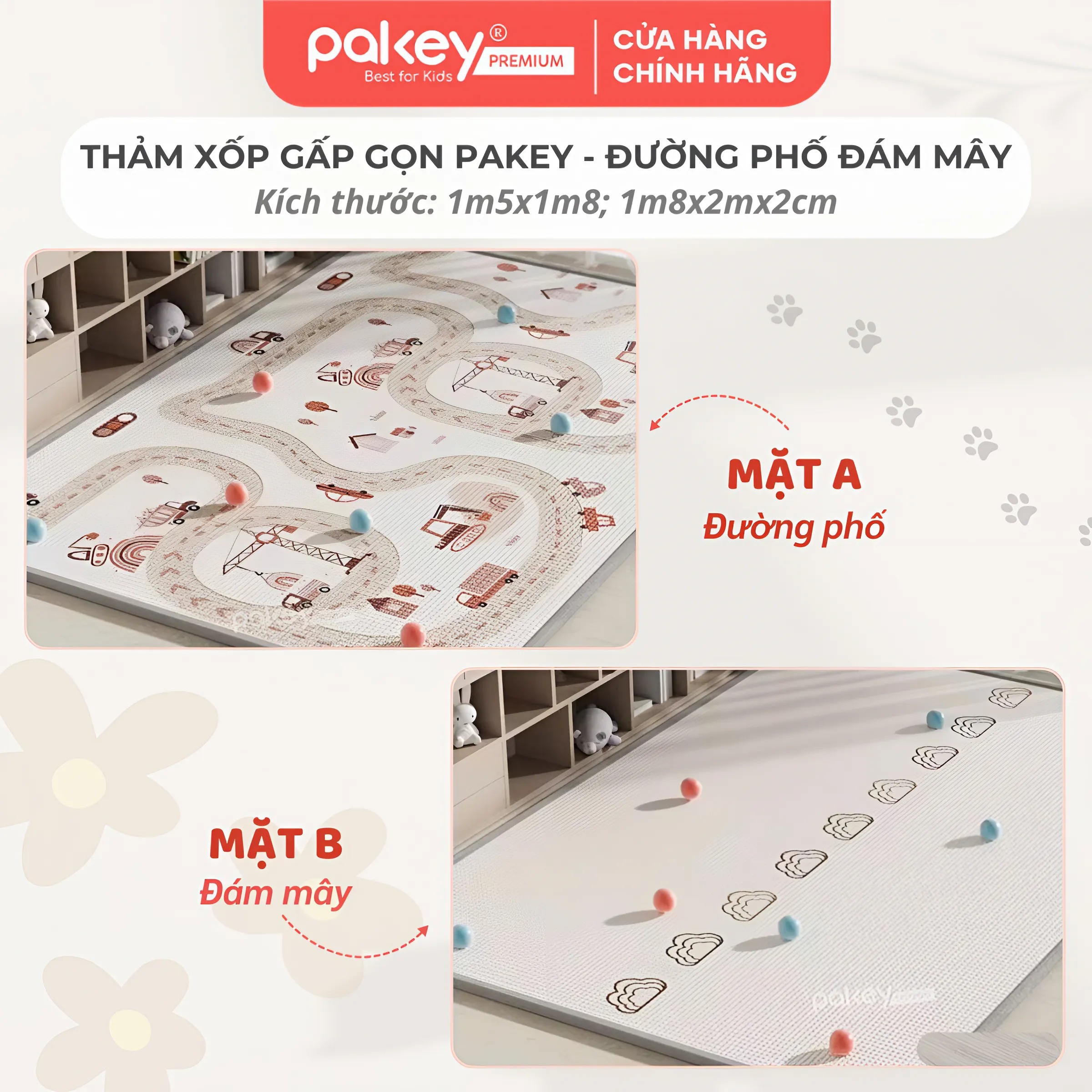 Mô tả Thảm Cuộn XPE PAKEY Cao Cấp Trải Sàn 2 Mặt Dày 2cm Họa Tiết Sinh Động Siêu Êm Cho Bé Tập Bò, Tập Đi - 2