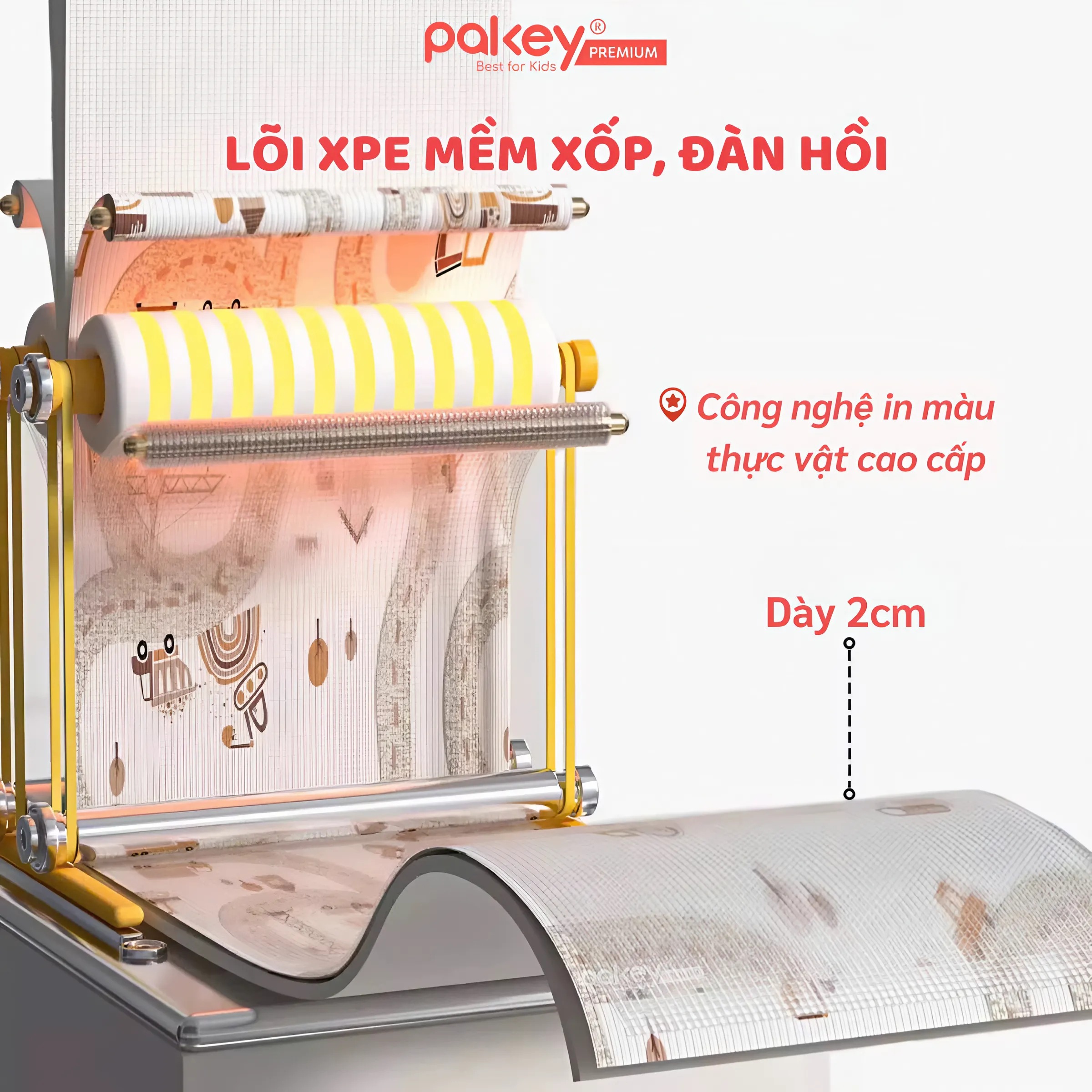 Mô tả Thảm Cuộn Trải Sàn Cao Cấp XPE PAKEY Dày 2CM, 2 Mặt Êm Ái, Chống Trượt Cho Bé, Thảm Không Rãnh Bé Yêu Tập Bò Êm Ái - 6