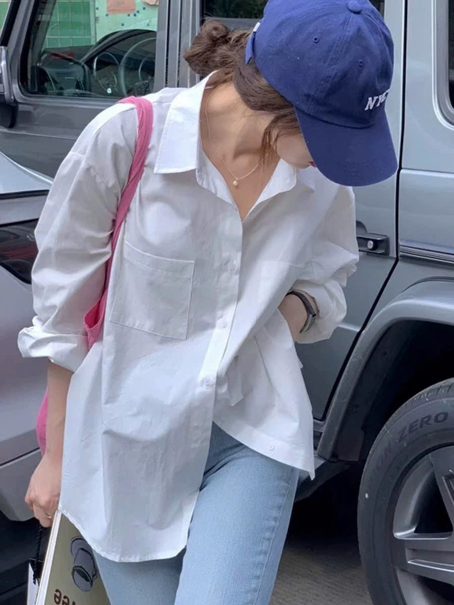 Mô tả LYRA - Áo sơ mi nữ dài tay form rộng hai túi kiểu dáng basic, chất cotton thô Hàn cao cấp LWNSM009 - 4