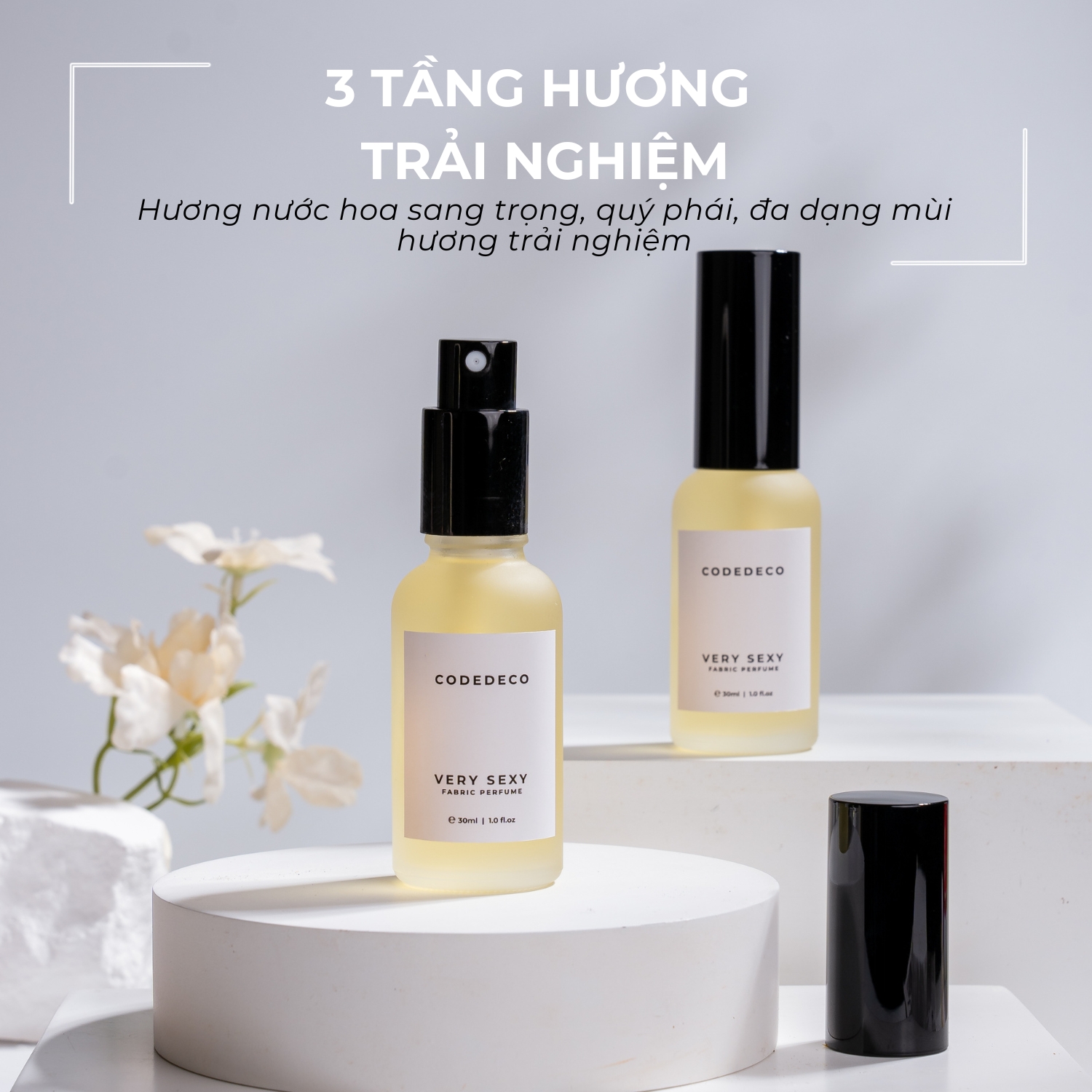 Mô tả COMBO 3 chai xịt thơm bodymist hương nước hoa CODEDECO 30ml, 3 tầng hương, lưu hương lên tới 6h - 7