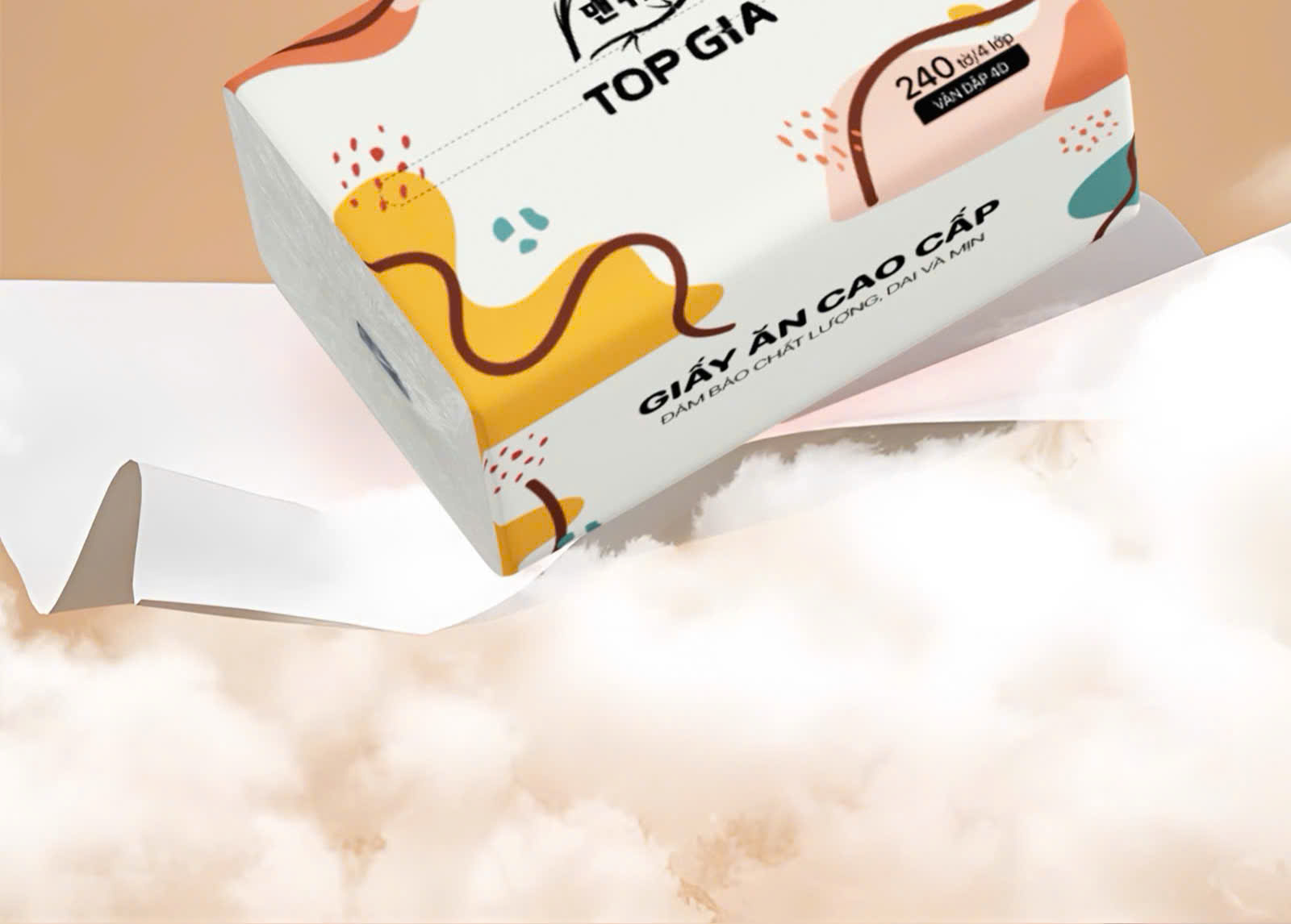 Giấy ăn rút đa sắc Topgia thùng 30 gói cao cấp 240 tờ 4 lớp dập vân 4D ...