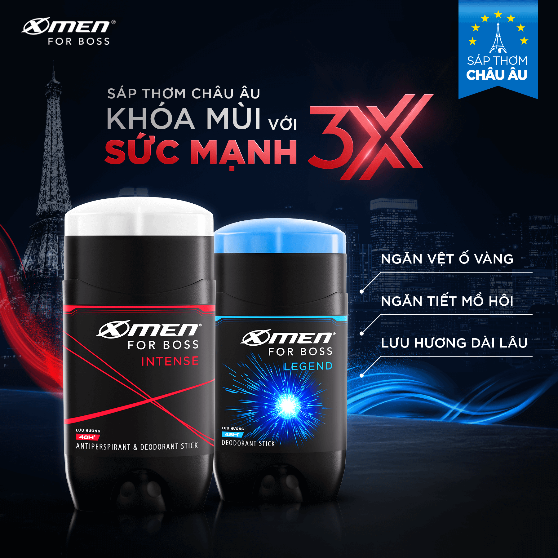 Mô tả Sáp Khử Mùi Xmen For Boss 70g/80g + Tặng Tắm Gội 3in1 150gx1 Hoặc Lăn 40mlx1 Legend - Sáp Thơm Châu Âu - 2