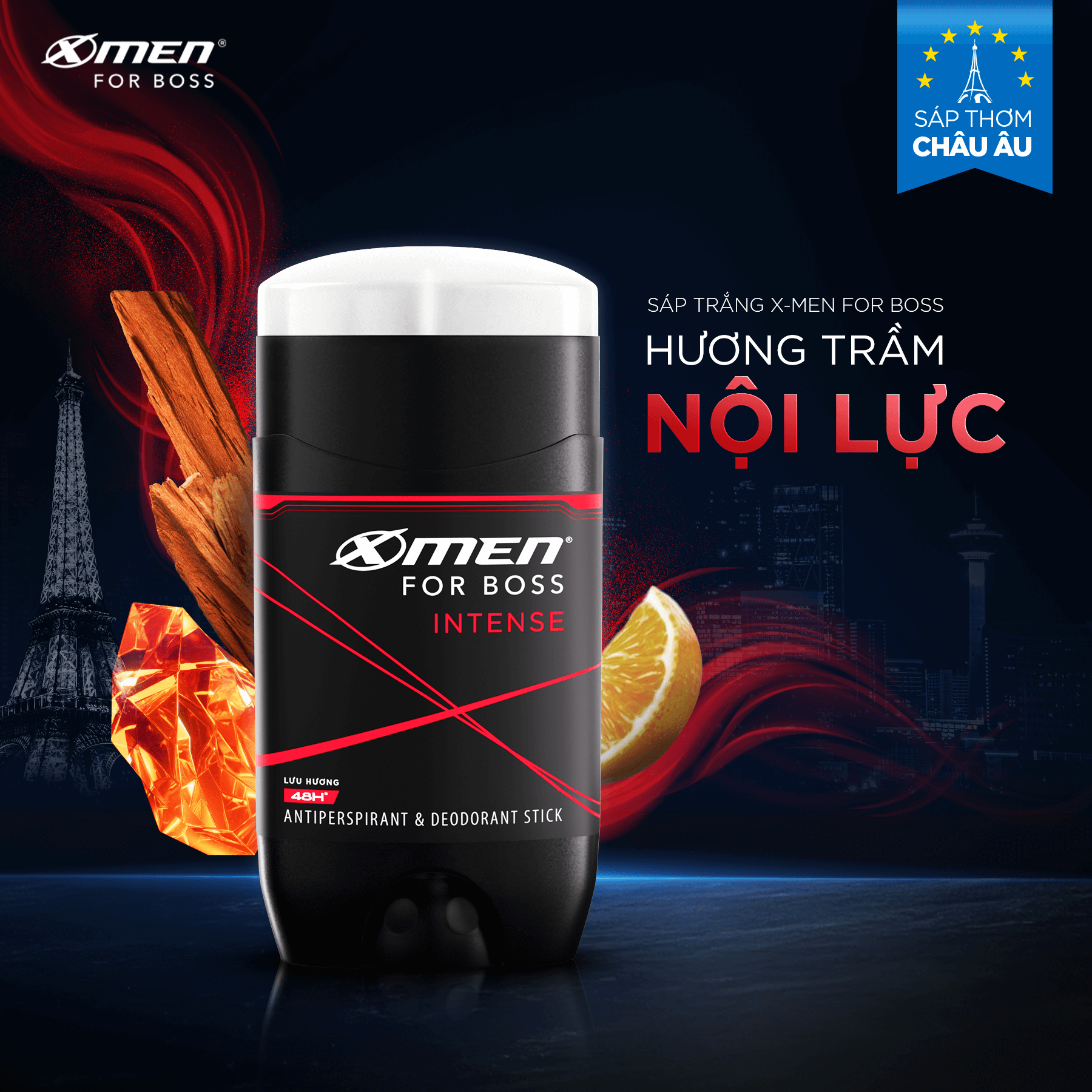 Mô tả Sáp Khử Mùi Xmen For Boss 70g/80g + Tặng Tắm Gội 3in1 150gx1 Hoặc Lăn 40mlx1 Legend - Sáp Thơm Châu Âu - 3