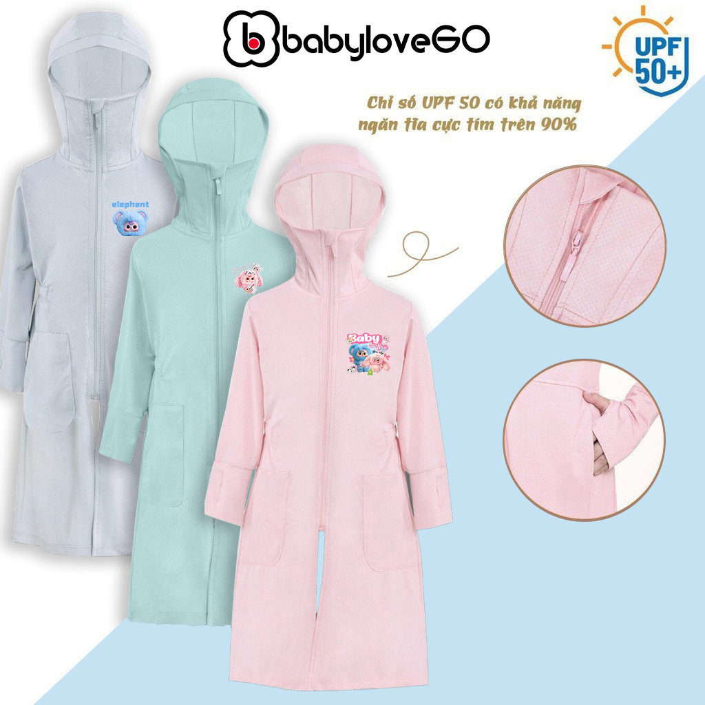 Mô tả Áo chống nắng cho bé BabyloveGO áo choàng dài chống nắng toàn thân vải thông hơi tản nhiệt chống tia UV - 1
