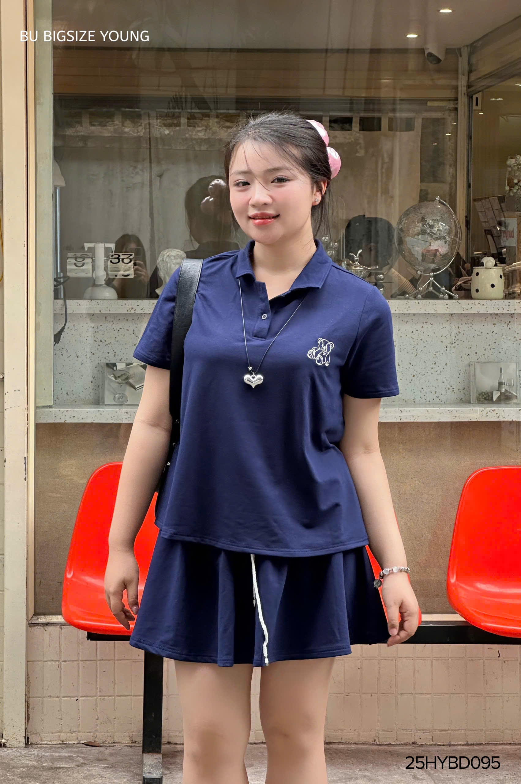 Mô tả Set bộ thun suông cổ polo + chân váy BIGSIZE (55kg đến 95kg) – 25HYBD095 - [BU Bigsize Young] - 1