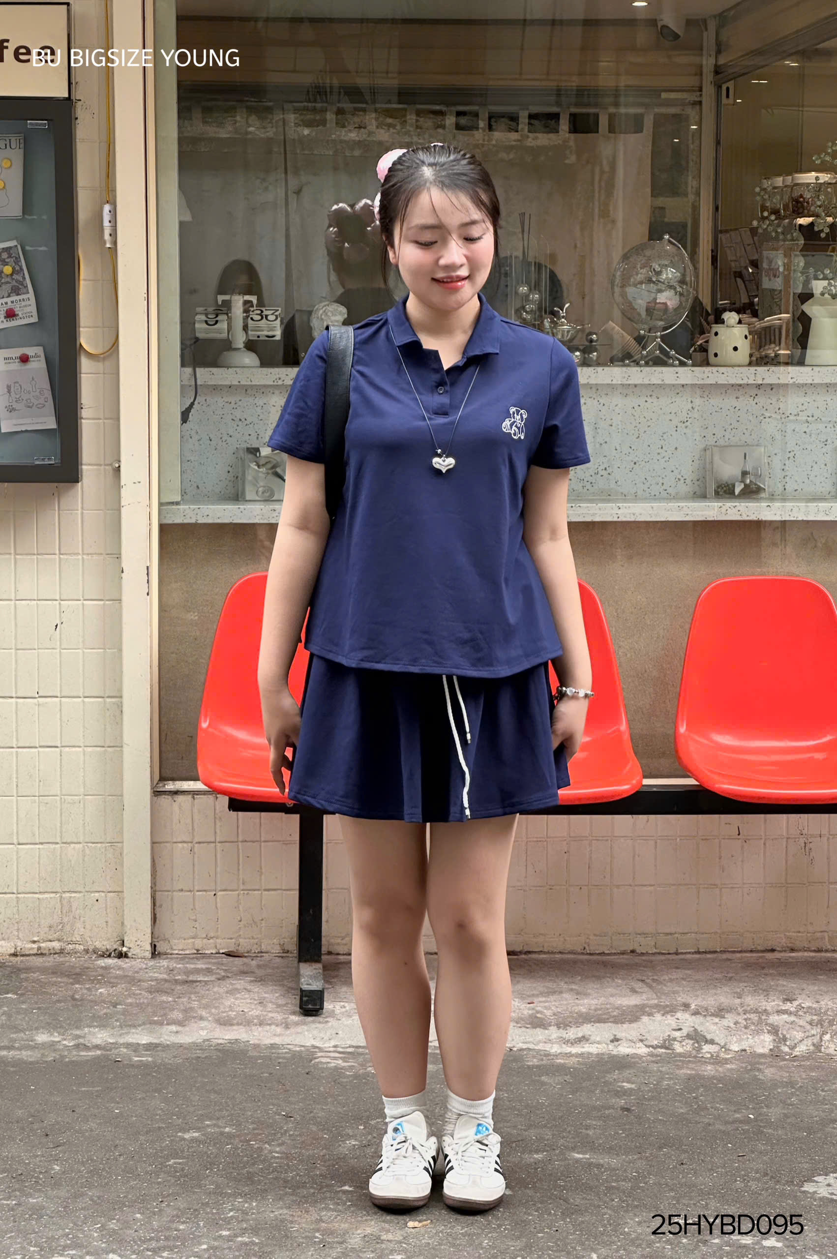 Mô tả Set bộ thun suông cổ polo + chân váy BIGSIZE (55kg đến 95kg) – 25HYBD095 - [BU Bigsize Young] - 2