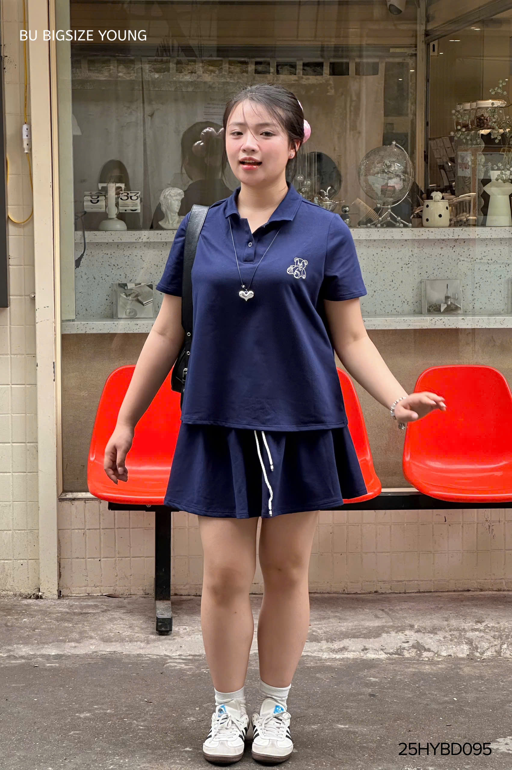 Mô tả Set bộ thun suông cổ polo + chân váy BIGSIZE (55kg đến 95kg) – 25HYBD095 - [BU Bigsize Young] - 3