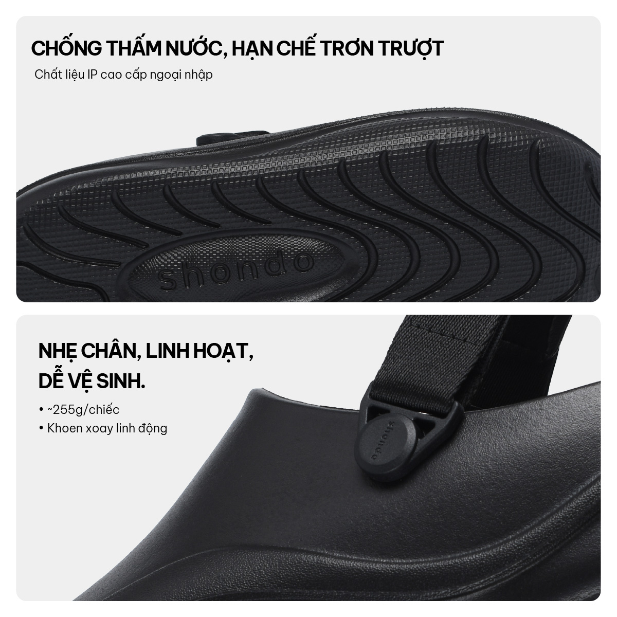 Mô tả Giày Clog Nam Nữ Suke Thoải Mái Sục Nhựa Đúc, Đi Mưa Shondo Nhiều Màu - 7