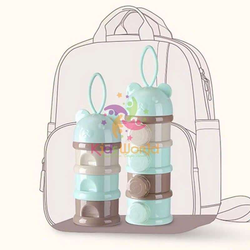 Mô tả Hộp chia sữa bột KidAndMom hình gấu cho bé 3 tầng và 4 Tầng có quai đeo tiện dụng nhỏ gọn - 1