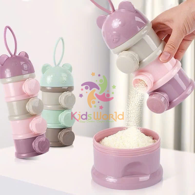 Mô tả Hộp chia sữa bột KidAndMom hình gấu cho bé 3 tầng và 4 Tầng có quai đeo tiện dụng nhỏ gọn - 2