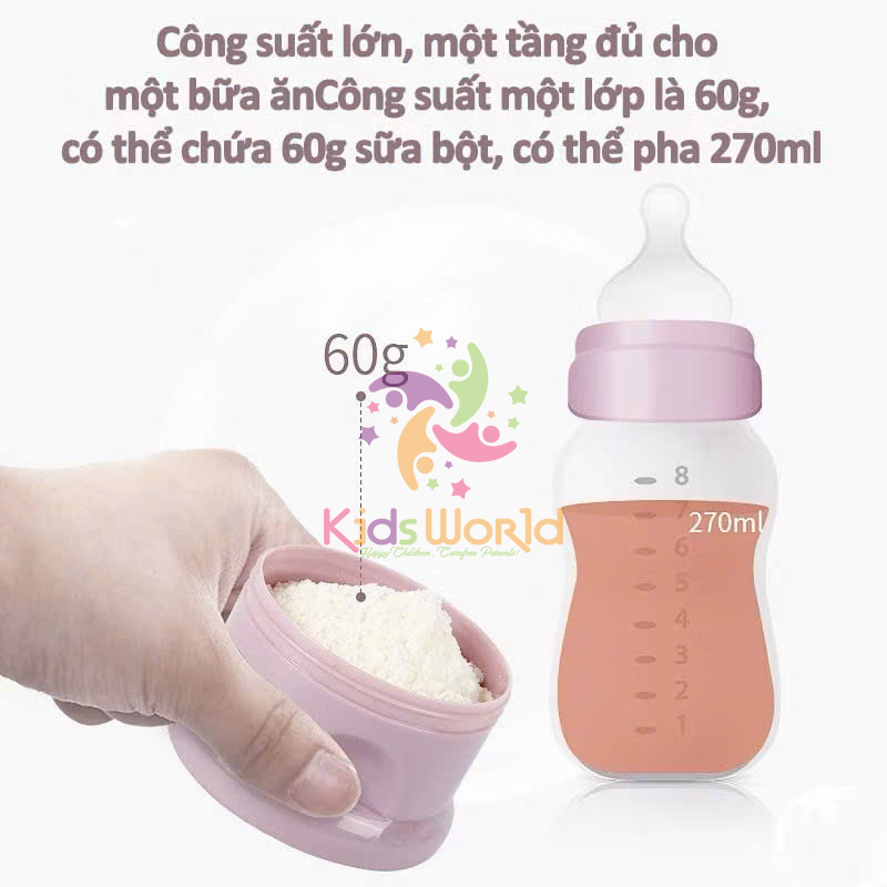 Mô tả Hộp chia sữa bột KidAndMom hình gấu cho bé 3 tầng và 4 Tầng có quai đeo tiện dụng nhỏ gọn - 3