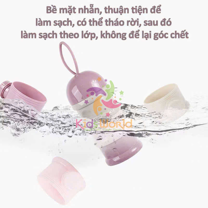 Mô tả Hộp chia sữa bột KidAndMom hình gấu cho bé 3 tầng và 4 Tầng có quai đeo tiện dụng nhỏ gọn - 6