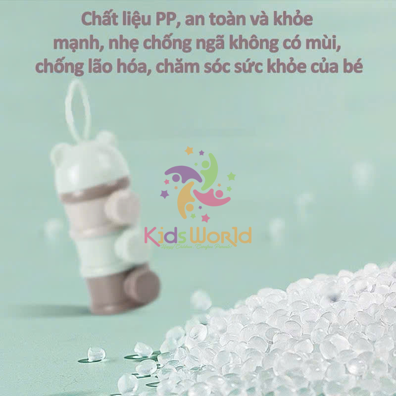 Mô tả Hộp chia sữa bột KidAndMom hình gấu cho bé 3 tầng và 4 Tầng có quai đeo tiện dụng nhỏ gọn - 7