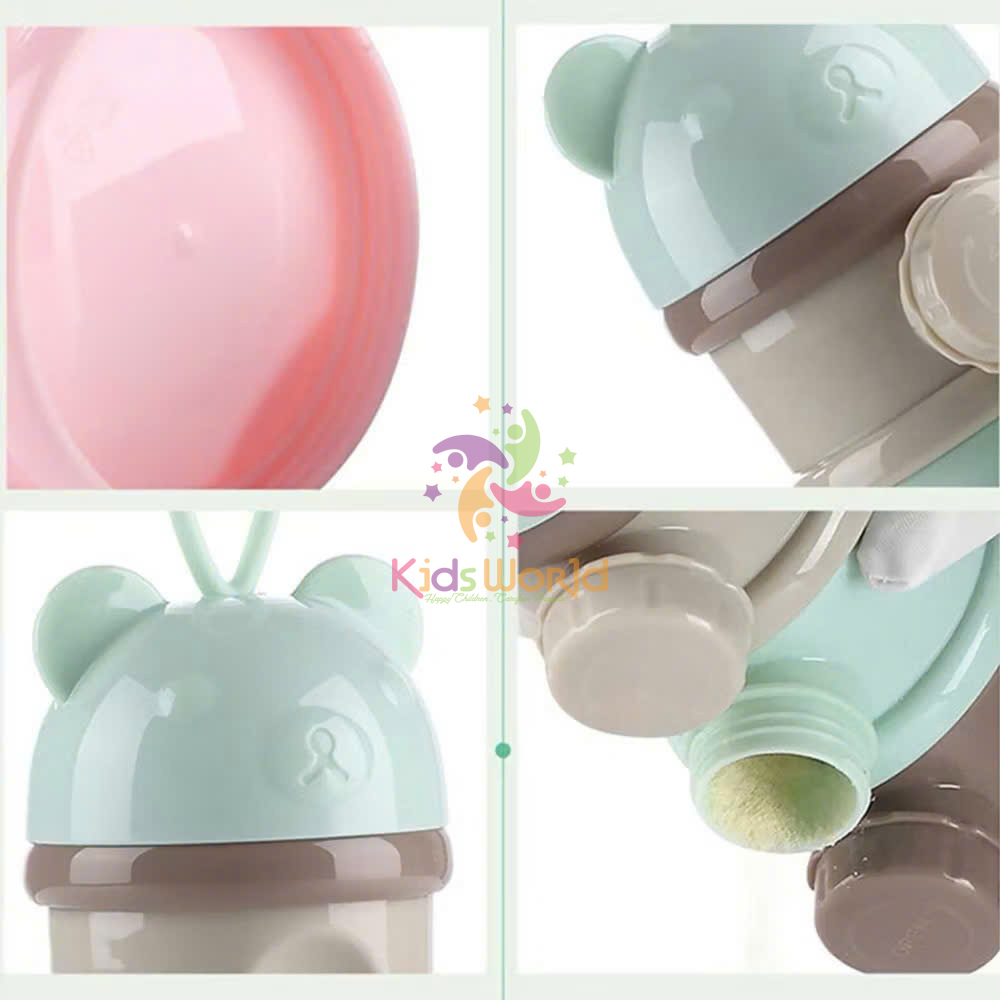Mô tả Hộp chia sữa bột KidAndMom hình gấu cho bé 3 tầng và 4 Tầng có quai đeo tiện dụng nhỏ gọn - 8