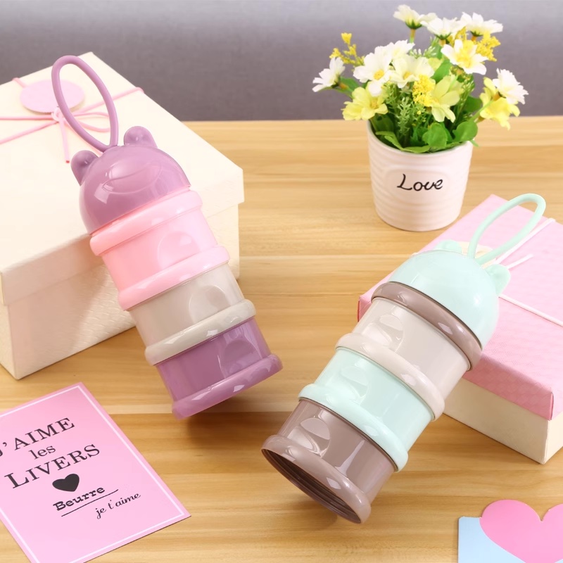 Mô tả Hộp chia sữa bột KidAndMom hình gấu cho bé 3 tầng và 4 Tầng có quai đeo tiện dụng nhỏ gọn - 9