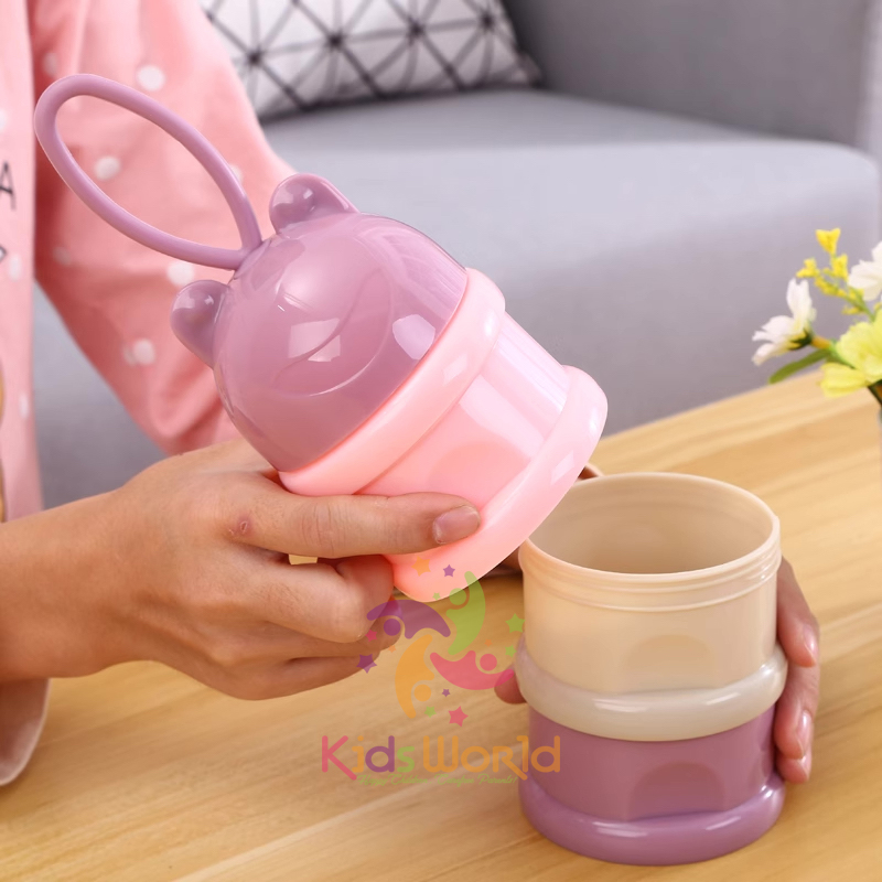 Mô tả Hộp chia sữa bột KidAndMom hình gấu cho bé 3 tầng và 4 Tầng có quai đeo tiện dụng nhỏ gọn - 10