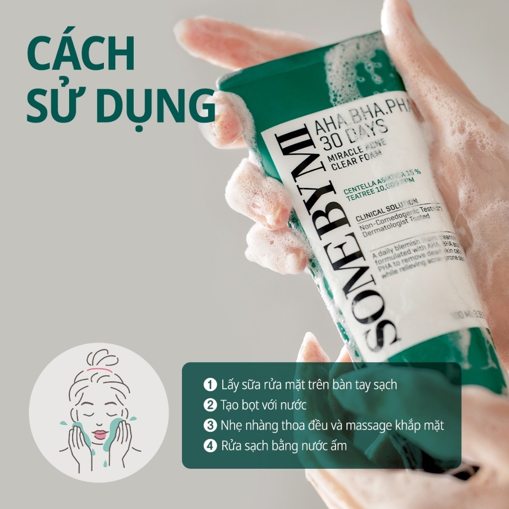 Mô tả Some By Mi Sữa rửa mặt dịu nhẹ AHA-BHA-PHA 30 Days Miracle Acne Clear Foam 100ml - 3