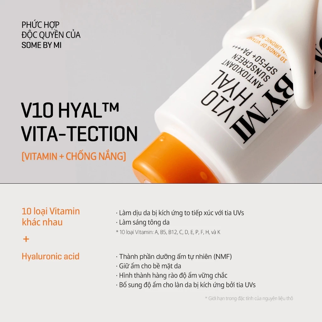 Mô tả Some By Mi Kem chống nắng nâng tone da V10 Hyal Antioxidant Suncreen SPF 50+ PA++++ 40g - 2