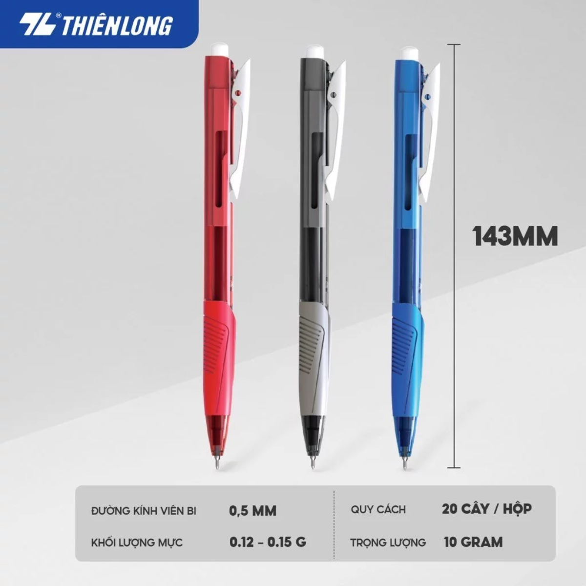 Mô tả Bút bi Thiên Long TL-095 Butter Ink - Viết bi ngòi 0.5mm - Mực xanh - 2