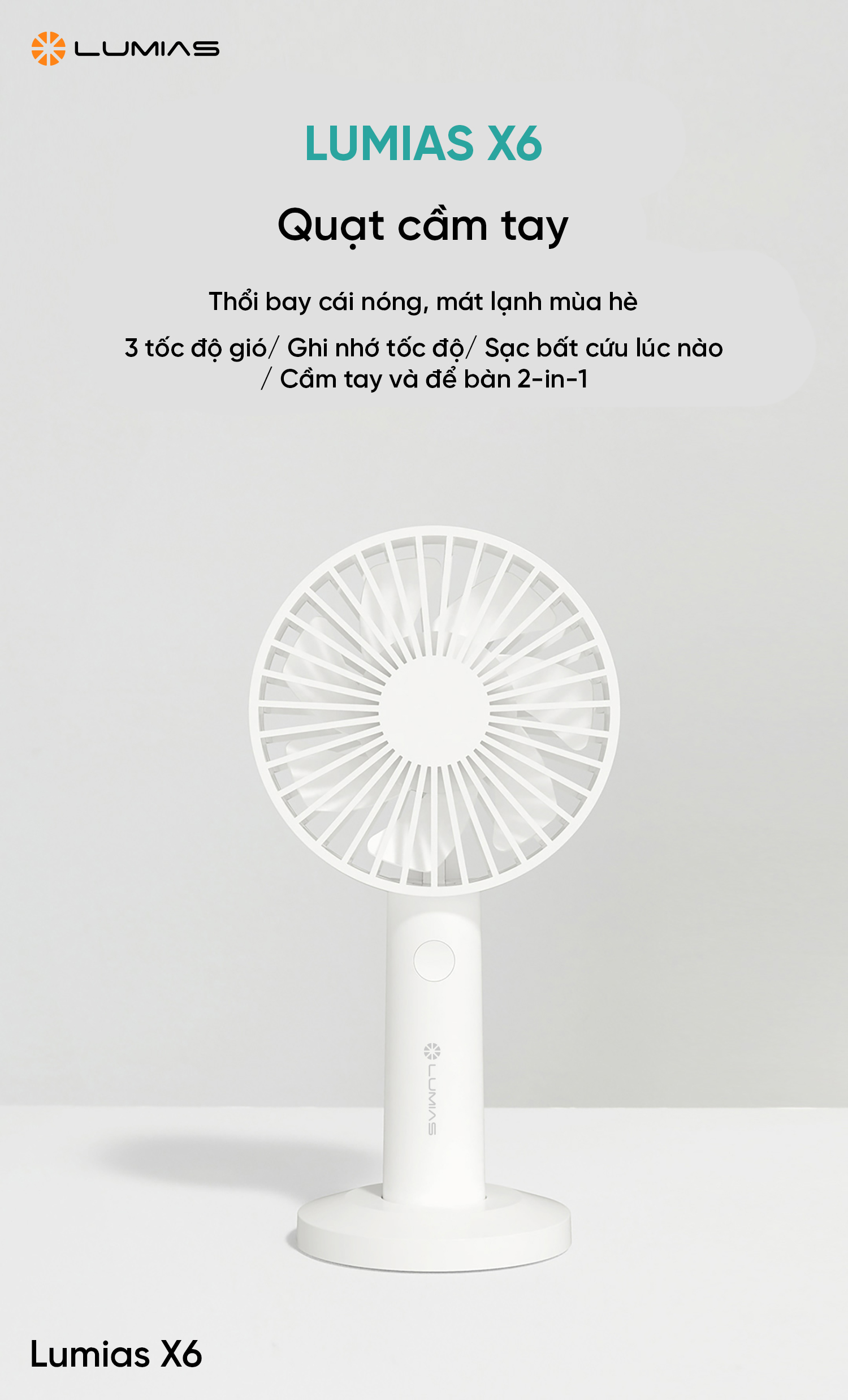 Mô tả Quạt cầm tay Lumias X6 - 1