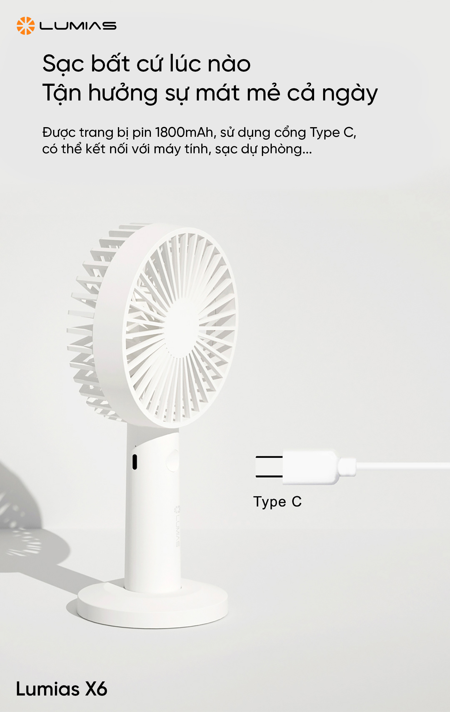 Mô tả Quạt cầm tay Lumias X6 - 6