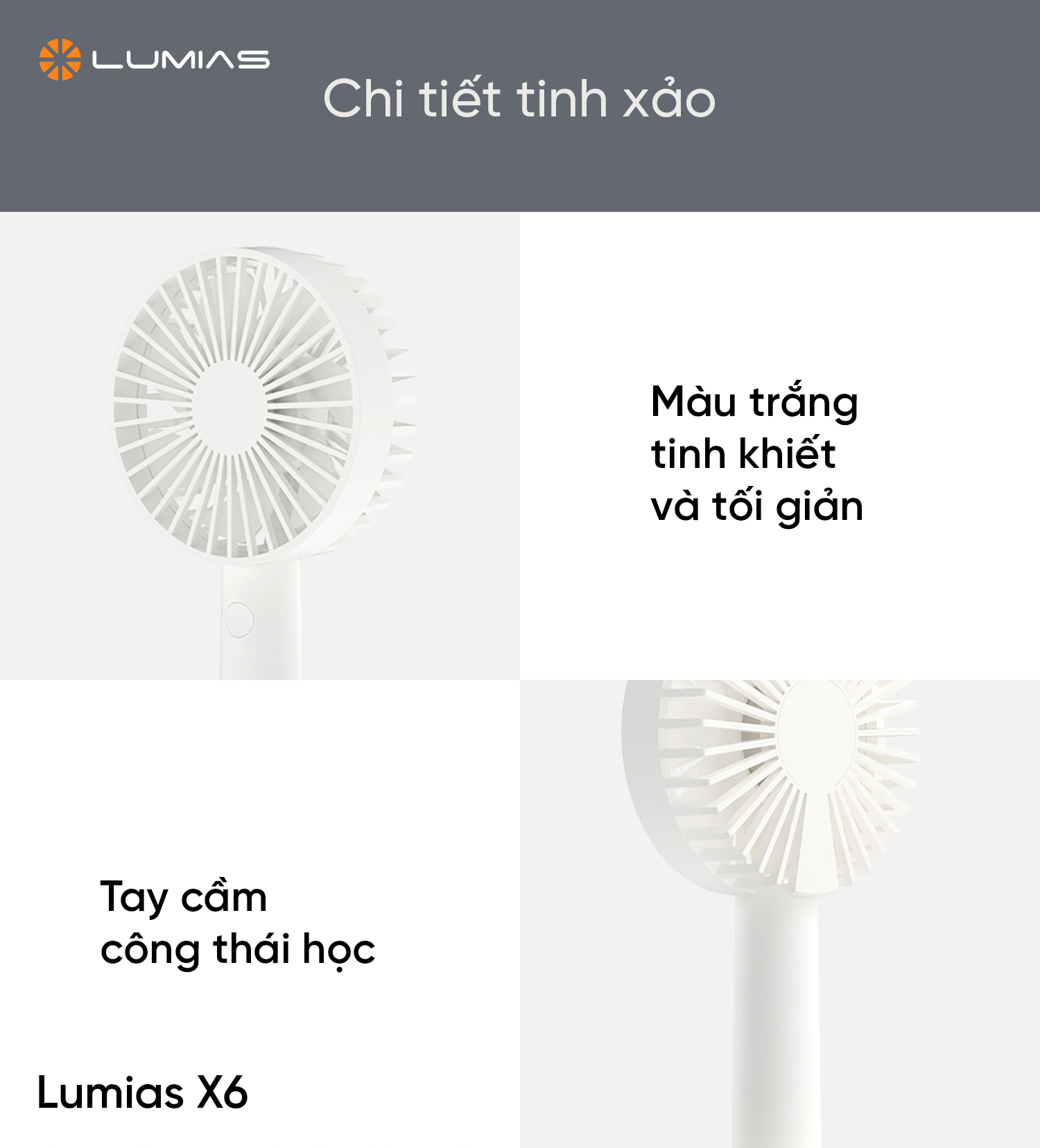 Mô tả Quạt cầm tay Lumias X6 - 7
