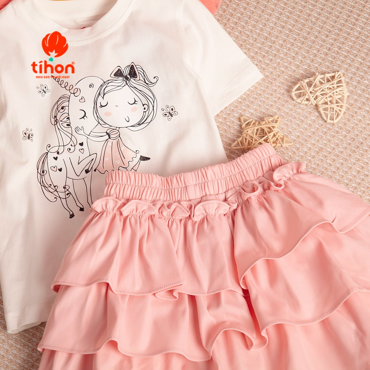 Cạp chun chân váy set váy bé gái TIHON