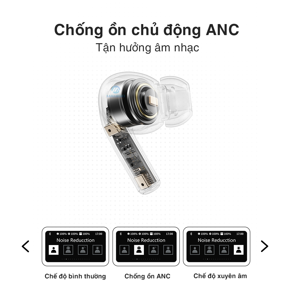 Mô tả Tai nghe bluetooth không dây nhét tai chống ồn chủ động ANC Rockspace A5 pro TWS có mic BH 12 tháng - 2