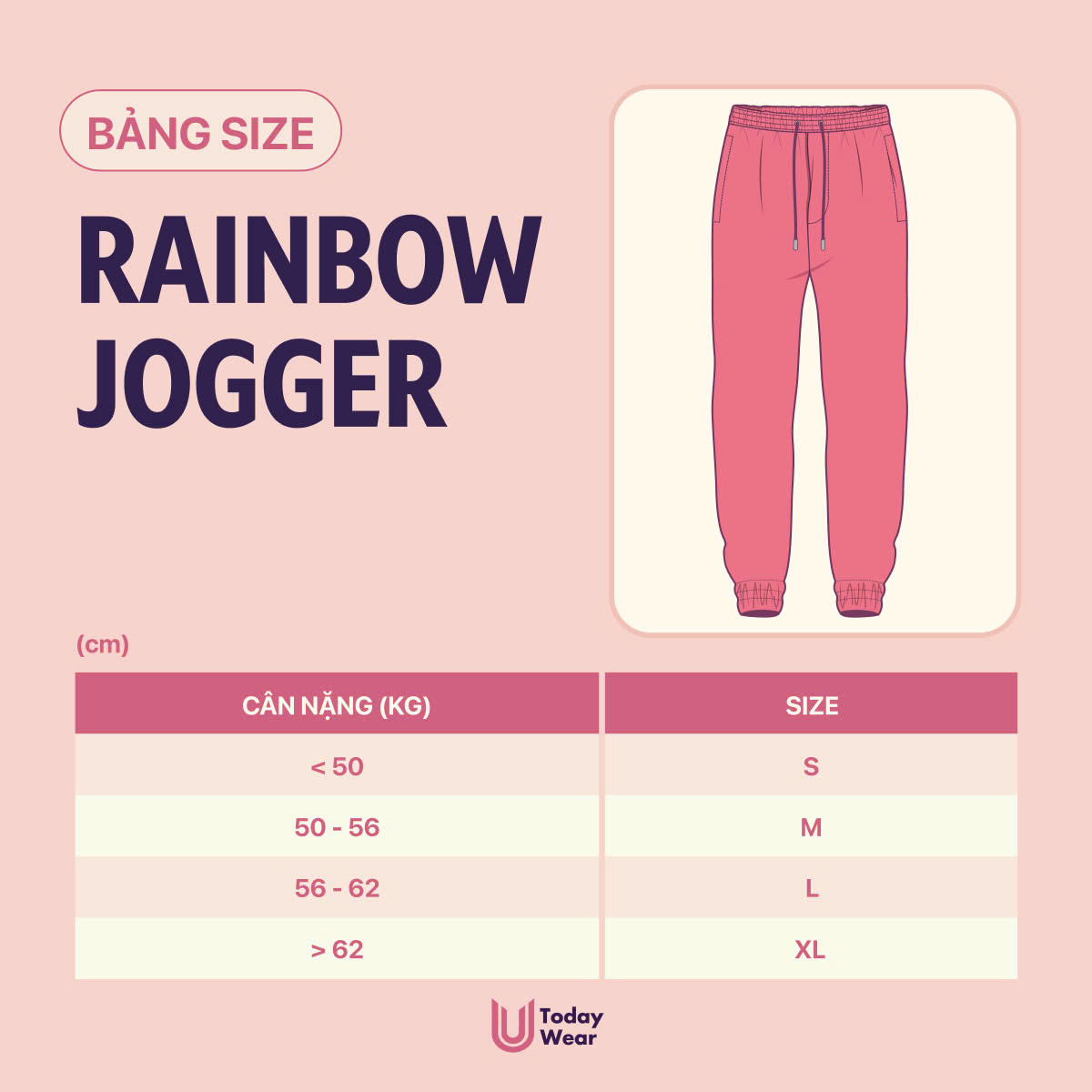 Mô tả Quần jogger thể thao nữ Rainbow Today U Wear vải gió tôn dáng chất co giãn thoải mái tập gym chạy bộ - 3