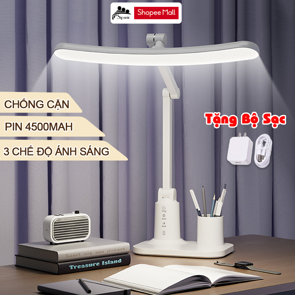 Mô tả Đèn bàn học đọc sách tích điện Sipanic pin 4500mAh 3 chế độ ánh bảo vệ mắt chống cận - 1