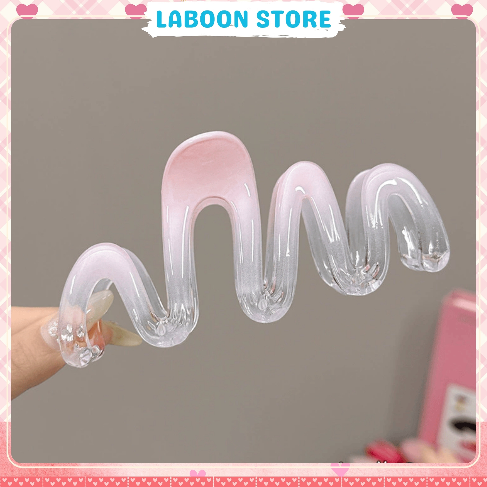 Mô tả Kẹp tóc hồng băng giá LABOON accessories chất liệu acrylic trong suốt hồng pastel nhẹ nhàng nữ tính - 3