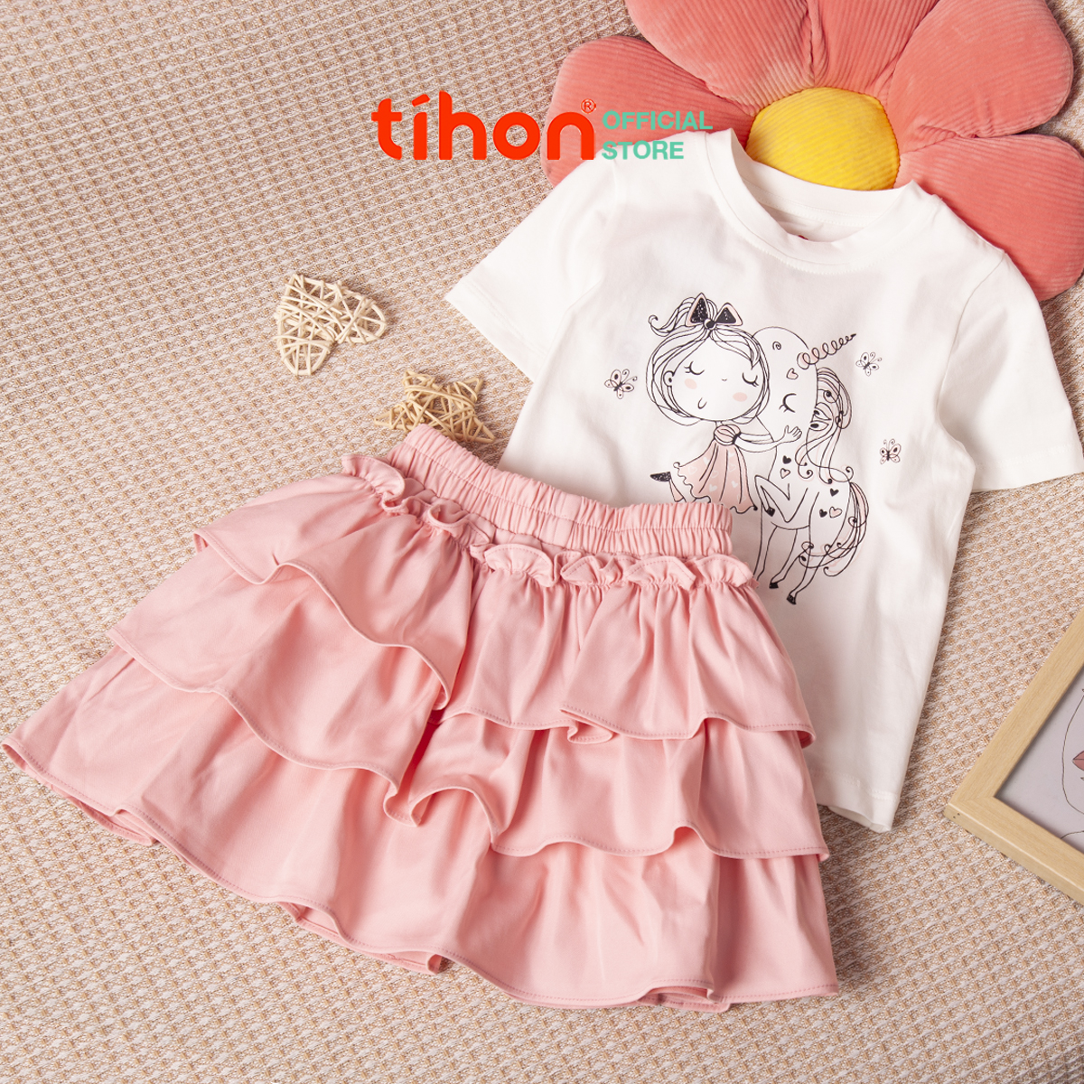 Phối đồ set váy bé gái TIHON