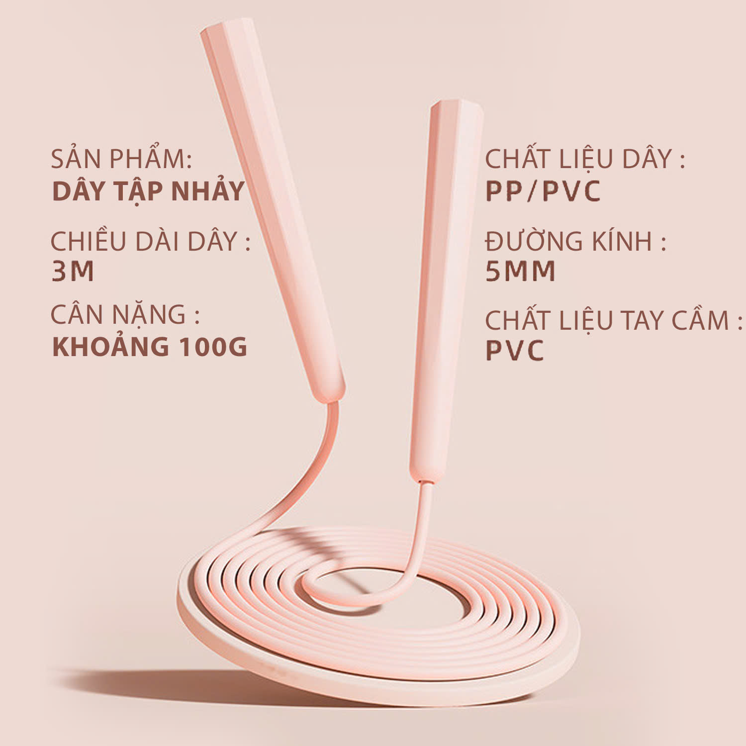 Mô tả Dây nhảy thể dục Boxing ,Tập GYM, tập Cardio hiệu Yasu Đường Kính 5mm dài 3m - 1