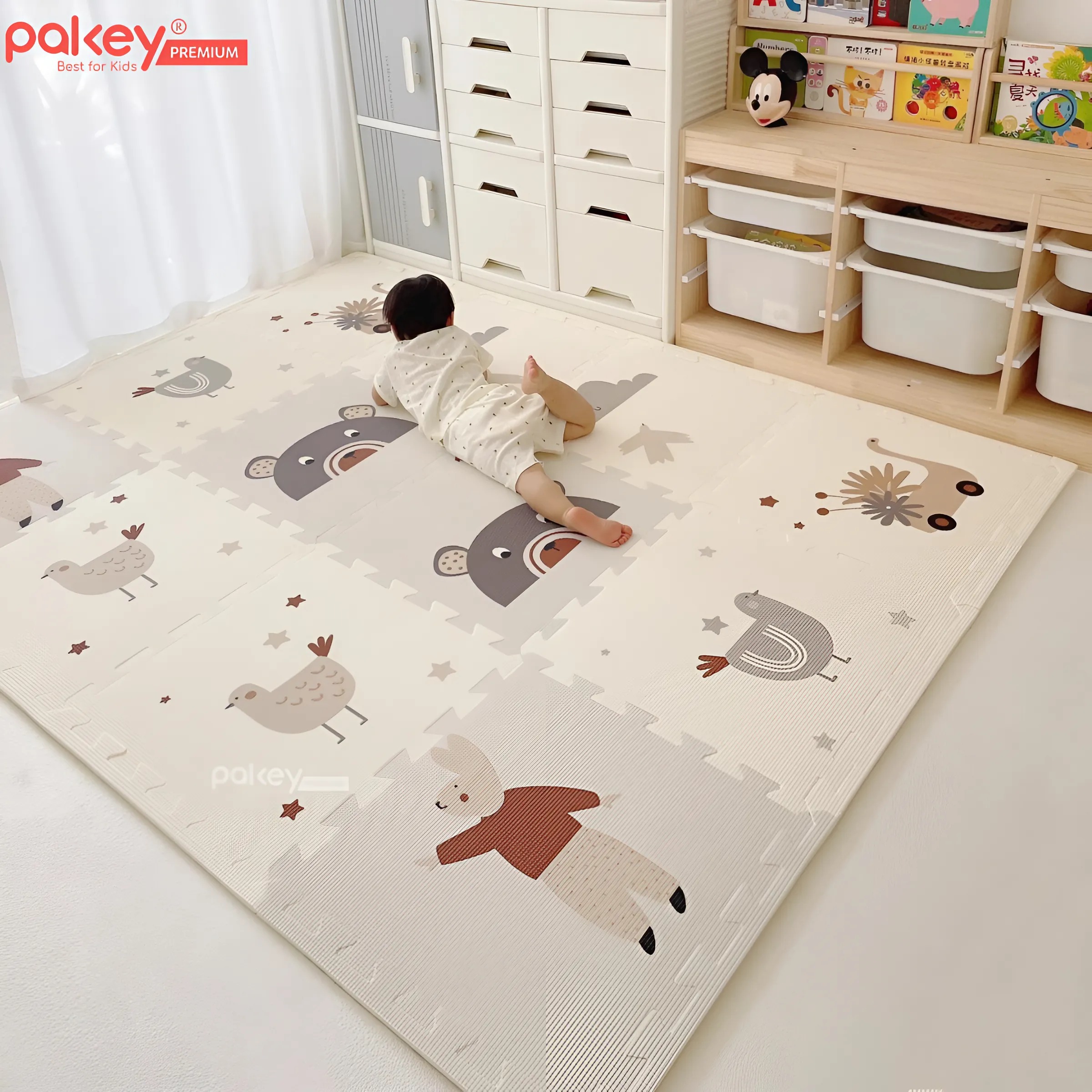 Mô tả Thảm Xốp Ghép PAKEY Bộ Nhiều Tấm 56cmx56cm Dày 2cm Họa Tiết Dễ Thương, Thảm Ghép Lót Sàn Cao Cấp Cho Bé Tập Bò, Tập Đi - 7