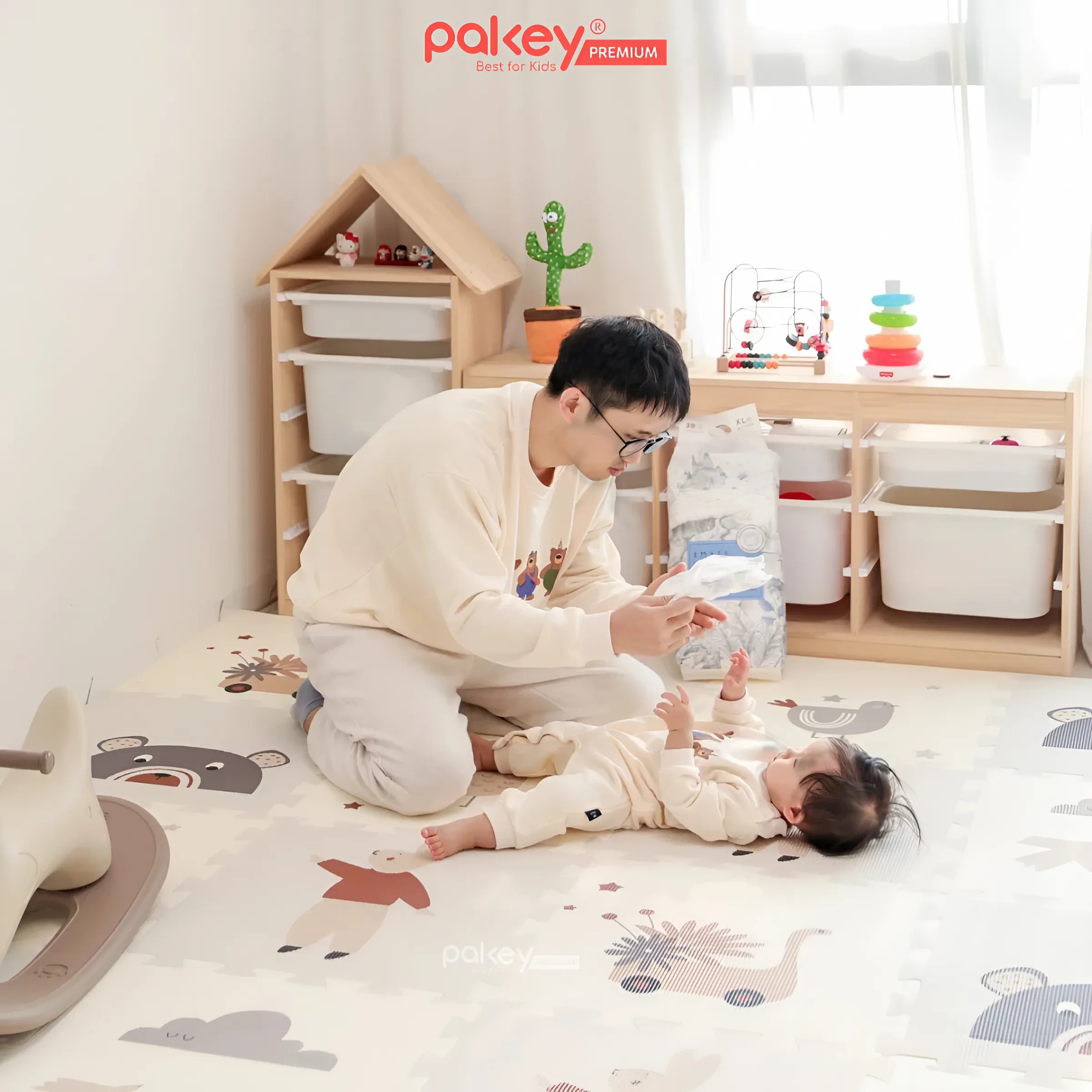 Mô tả Thảm Xốp Ghép PAKEY Bộ Nhiều Tấm 56cmx56cm Dày 2cm Họa Tiết Dễ Thương, Thảm Ghép Lót Sàn Cao Cấp Cho Bé Tập Bò, Tập Đi - 10