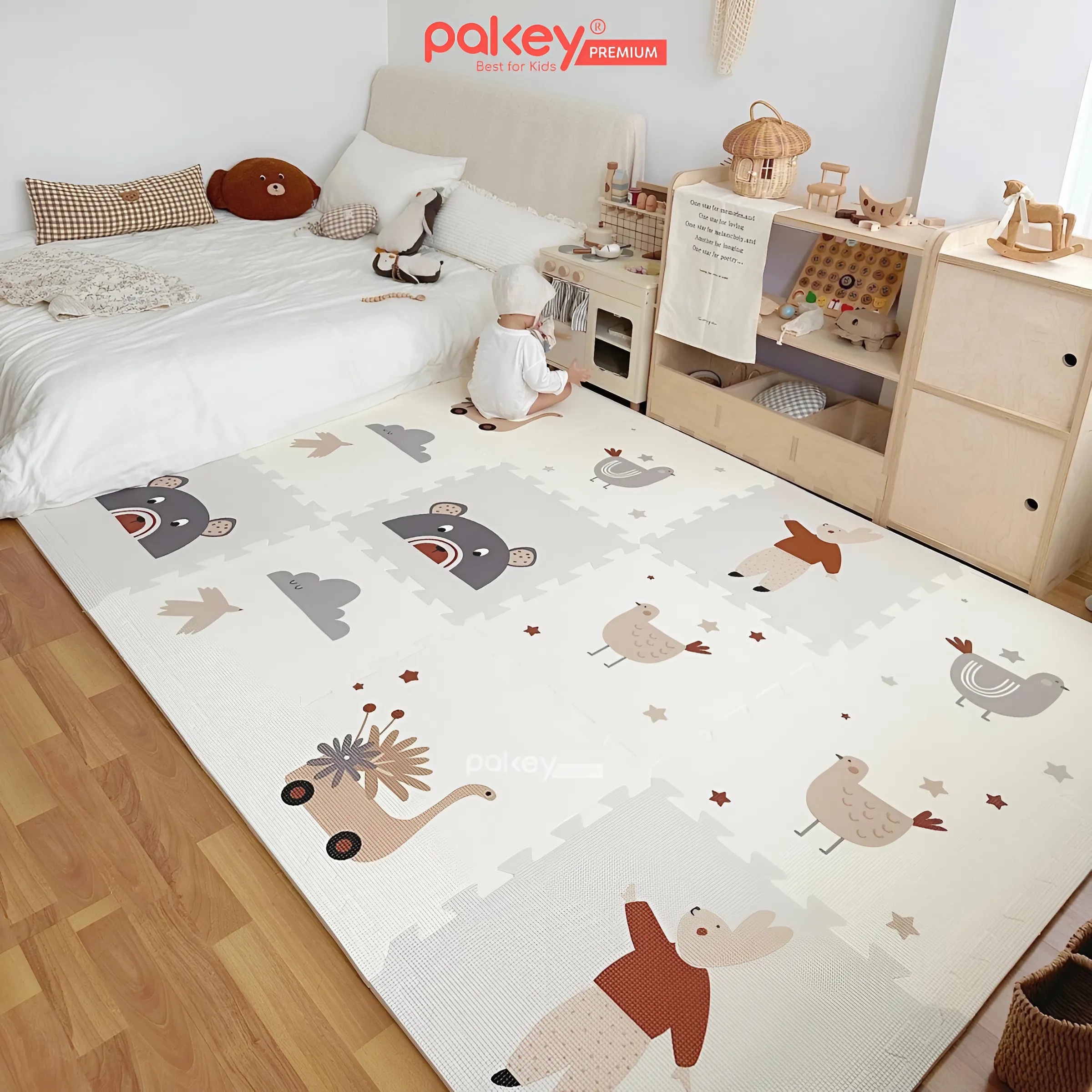 Mô tả Thảm Xốp Ghép PAKEY Bộ Nhiều Tấm 56cmx56cm Dày 2cm Họa Tiết Dễ Thương, Thảm Ghép Lót Sàn Cao Cấp Cho Bé Tập Bò, Tập Đi - 9