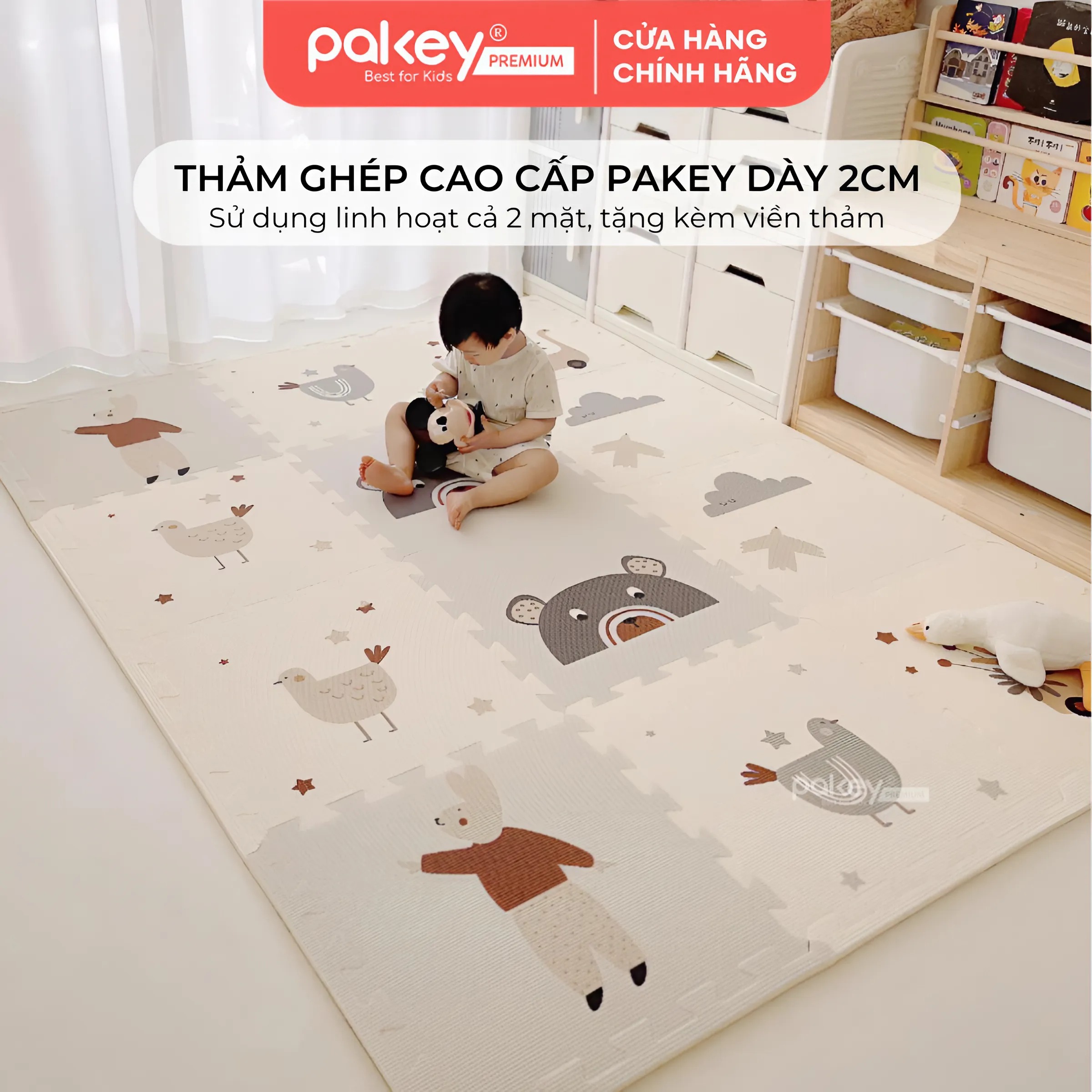 Mô tả Thảm Ghép Lót Sàn Dày 2cm PAKEY Siêu Êm Cho Bé Tập Bò, Tập Đi, Thảm Xốp Cao Cấp 2 Mặt Tiện Lợi - 1