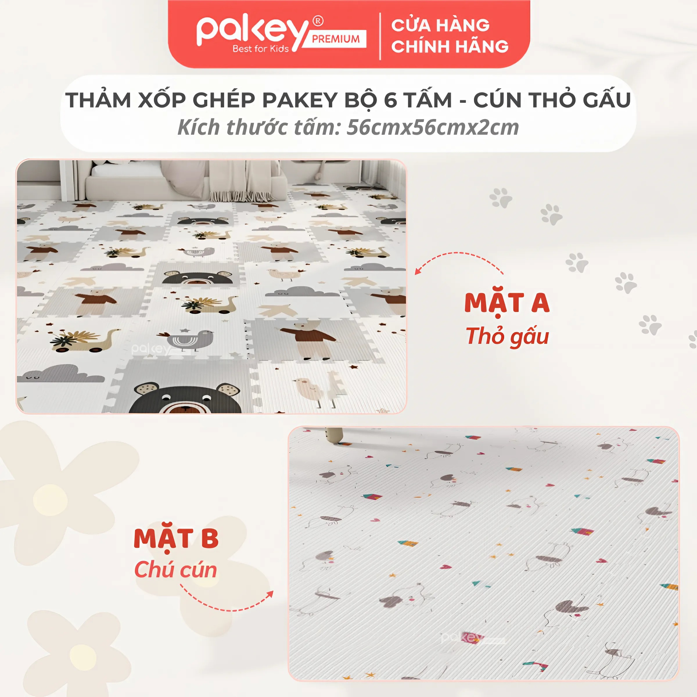 Mô tả Thảm Ghép Lót Sàn Dày 2cm PAKEY Siêu Êm Cho Bé Tập Bò, Tập Đi, Thảm Xốp Cao Cấp 2 Mặt Tiện Lợi - 2