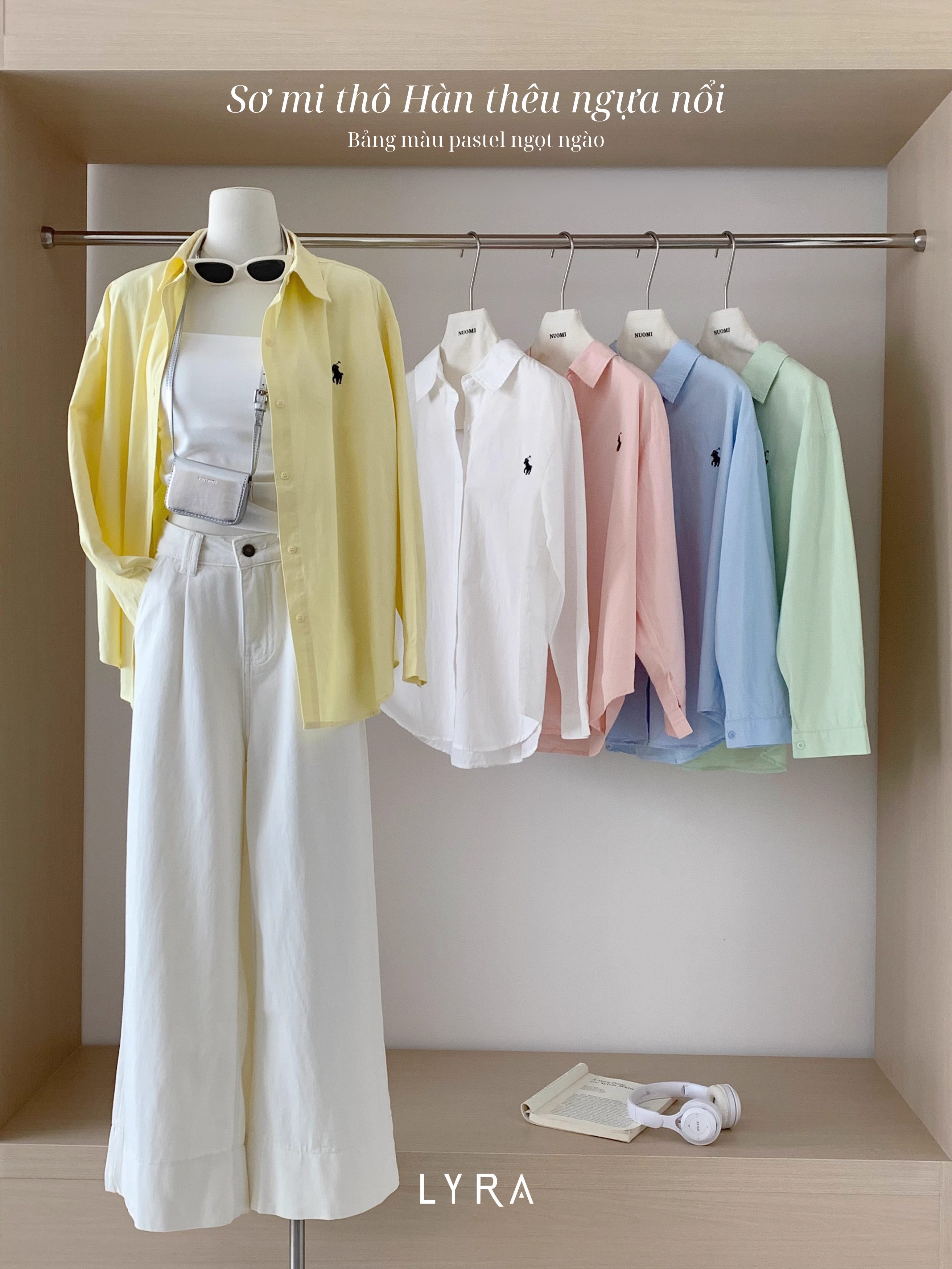 Mô tả LYRA - Áo sơ mi nữ form rộng dài tay thêu ngựa, chất thô Hàn cao cấp, kiểu dáng trendy hiện đại LWNSM010 - 5