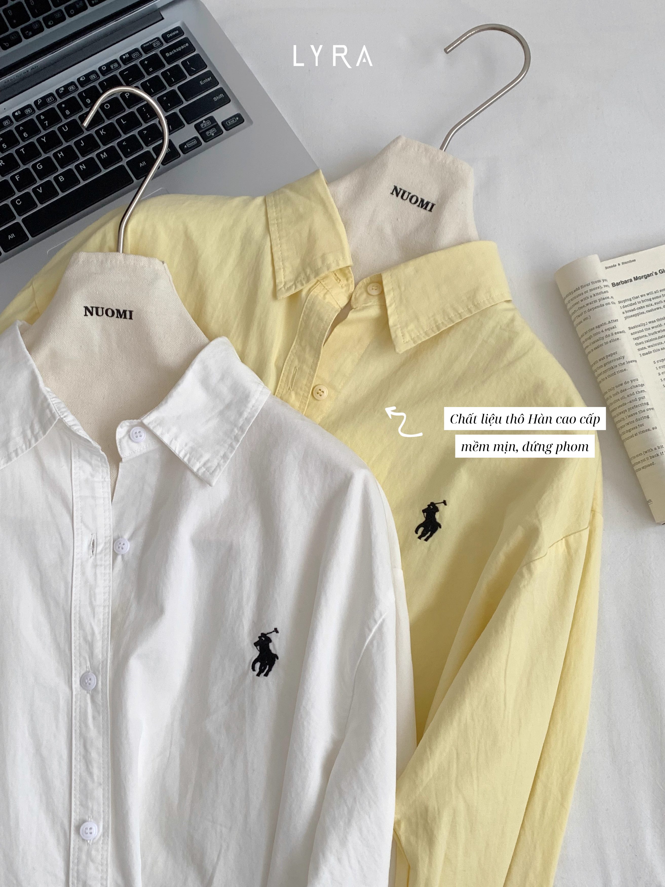 Mô tả LYRA - Áo sơ mi nữ form rộng dài tay thêu ngựa, chất thô Hàn cao cấp, kiểu dáng trendy hiện đại LWNSM010 - 9