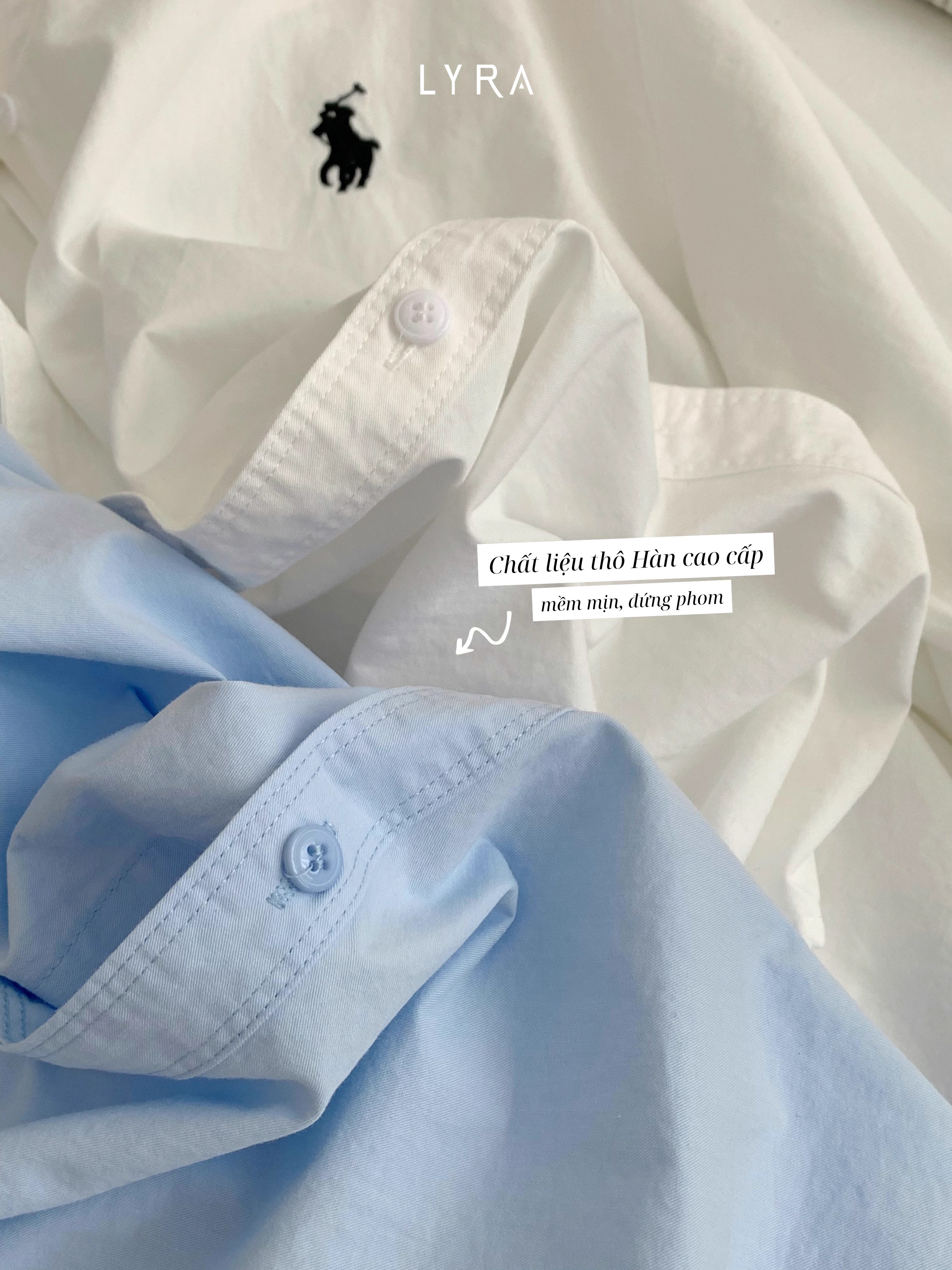 Mô tả LYRA - Áo sơ mi nữ form rộng dài tay thêu ngựa, chất thô Hàn cao cấp, kiểu dáng trendy hiện đại LWNSM010 - 10
