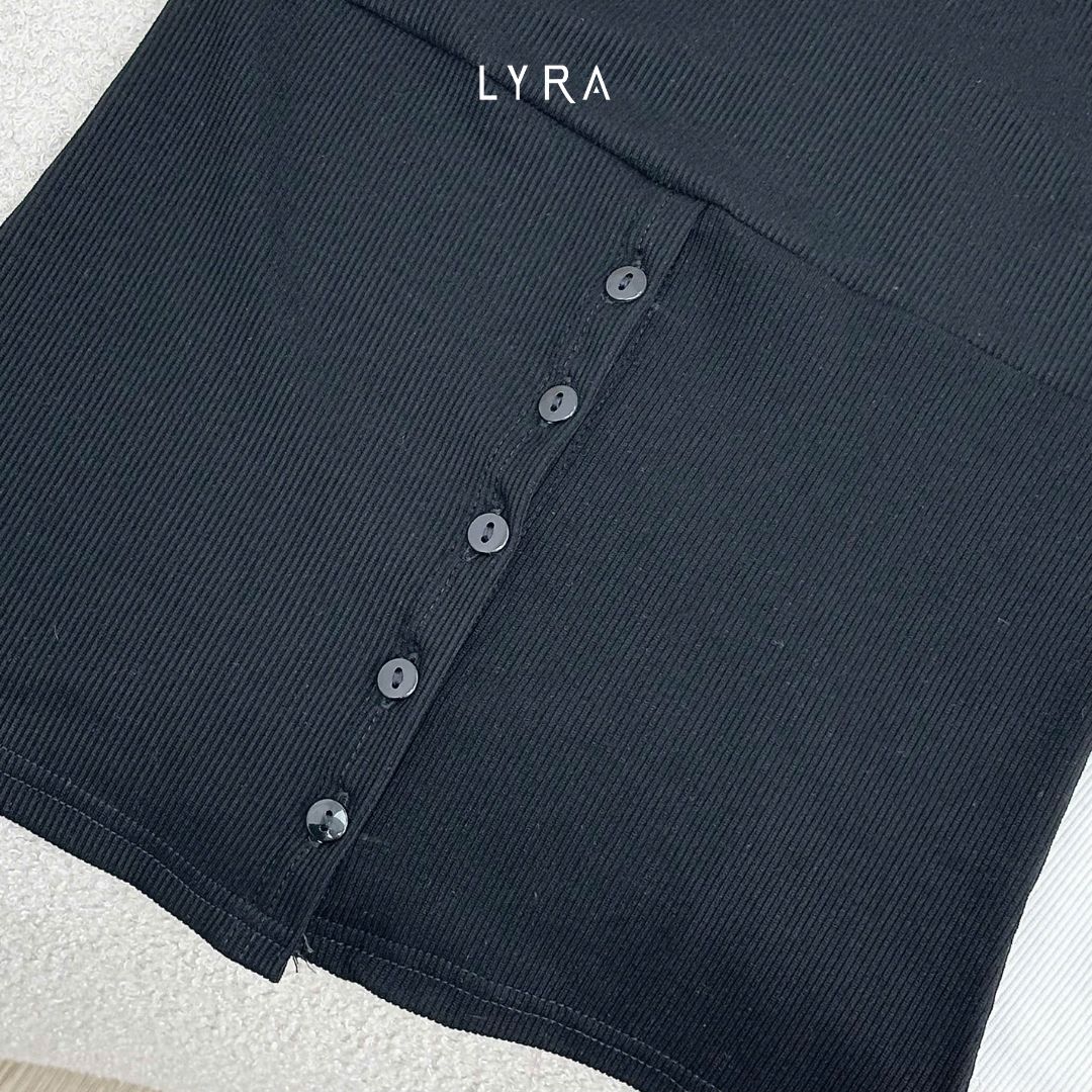 Mô tả LYRA-Áo thun ôm body dây lưng cúc dọc mặc 2 kiểu, chất thun gân co dãn mạnh 4 chiều thấm mồ hôi LWNAP001 - 1