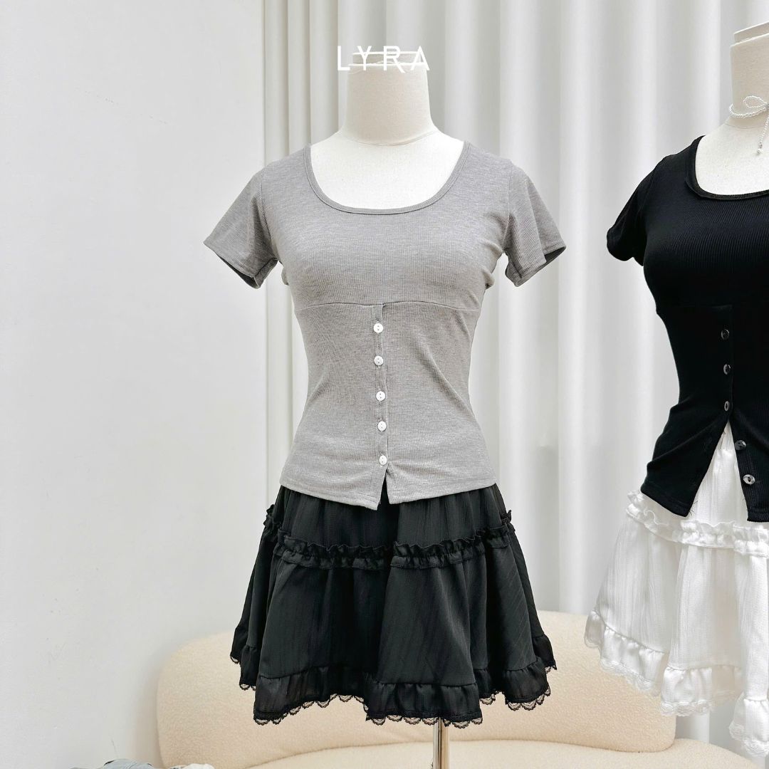 Mô tả LYRA-Áo thun ôm body dây lưng cúc dọc mặc 2 kiểu, chất thun gân co dãn mạnh 4 chiều thấm mồ hôi LWNAP001 - 6