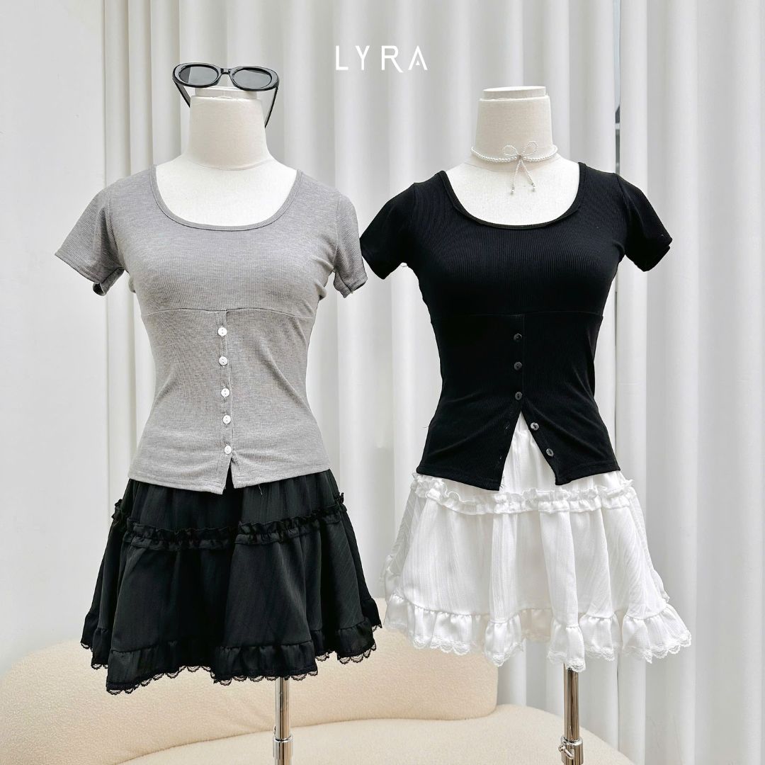 Mô tả LYRA-Áo thun ôm body dây lưng cúc dọc mặc 2 kiểu, chất thun gân co dãn mạnh 4 chiều thấm mồ hôi LWNAP001 - 7