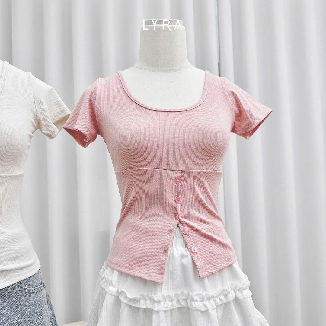 Mô tả LYRA-Áo thun ôm body dây lưng cúc dọc mặc 2 kiểu, chất thun gân co dãn mạnh 4 chiều thấm mồ hôi LWNAP001 - 9
