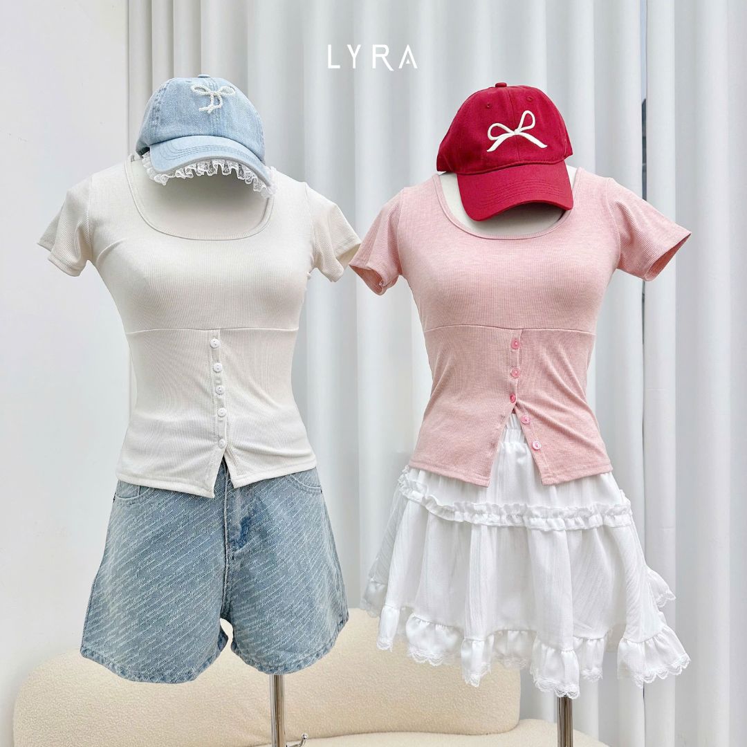 Mô tả LYRA-Áo thun ôm body dây lưng cúc dọc mặc 2 kiểu, chất thun gân co dãn mạnh 4 chiều thấm mồ hôi LWNAP001 - 10